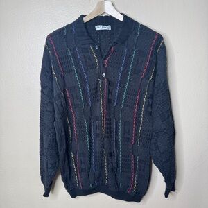 St. Croix Sweater Mens XXL Multicolor Polo Collared Knitted Pullover USA Vtg